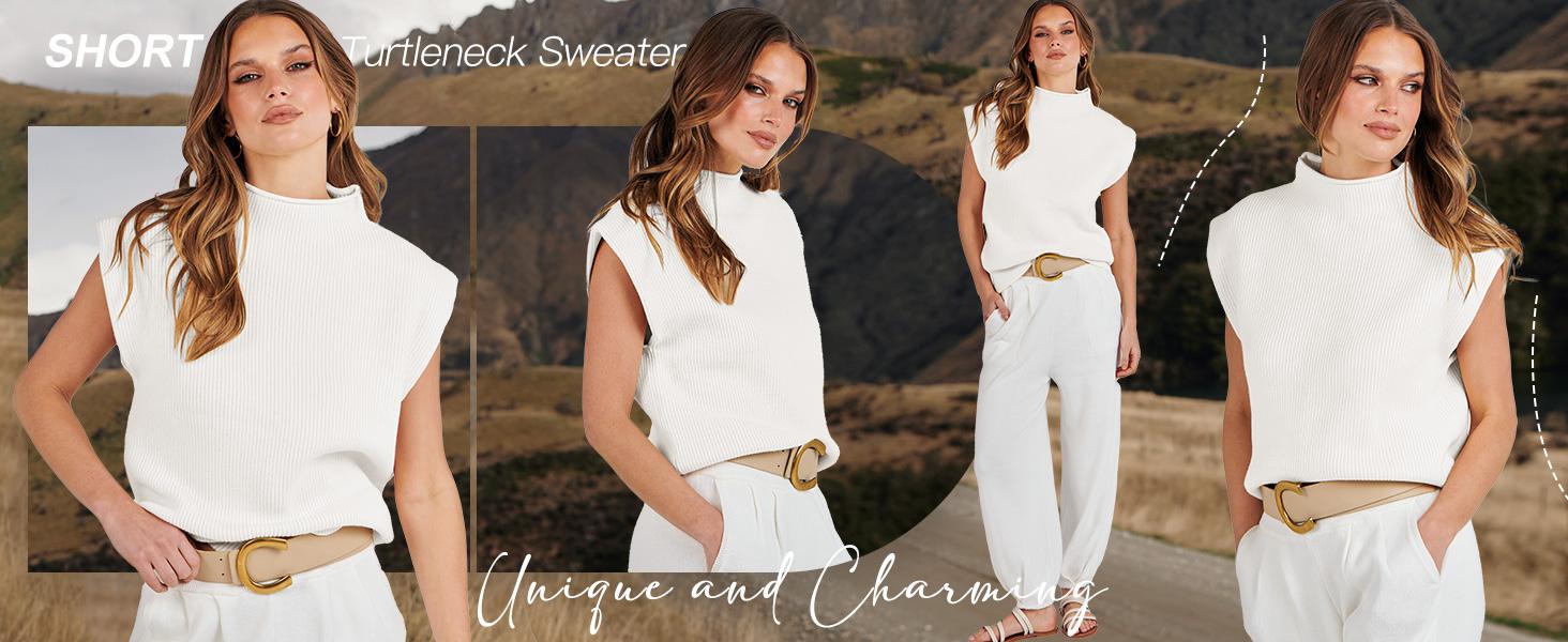 ANRABESS Women's Mock Neck Sleeveless Sweater Vest Casual Solid Cap Sleeve Knit Pullover Tank Tops 2025 Clothes ANRABESS Women's Mock Neck Sleeveless Sweater Vest Casual Solid Cap Sleeve Knit Pullover Tank Tops 2025 Clothes