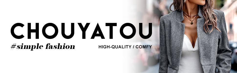 Chouyatou  Women's  Elegant  Casual Business Open Front Long Sleeve Notch Lapel Office Blazer Jacket Basic Womenswear SpringStatements