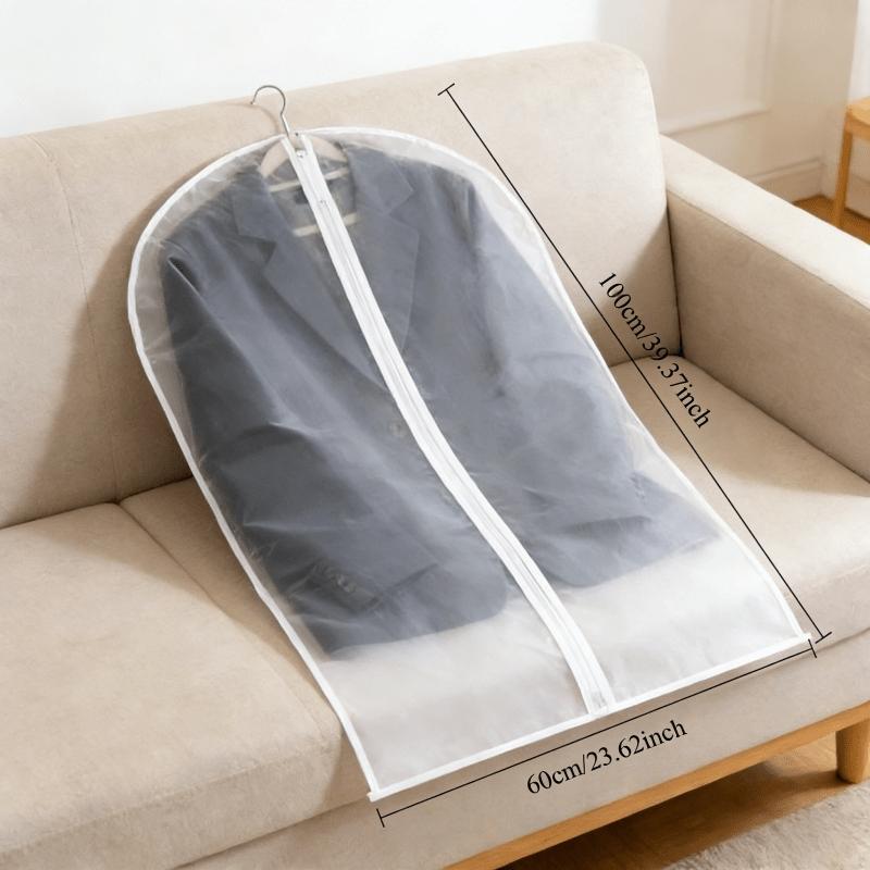 Pack of 10 or pack of 1 thickened transparent garment bags with full zipper closure - suitable for suits, wedding dresses, travel and wardrobe organization. Dust and wrinkle resistant; easy to identify