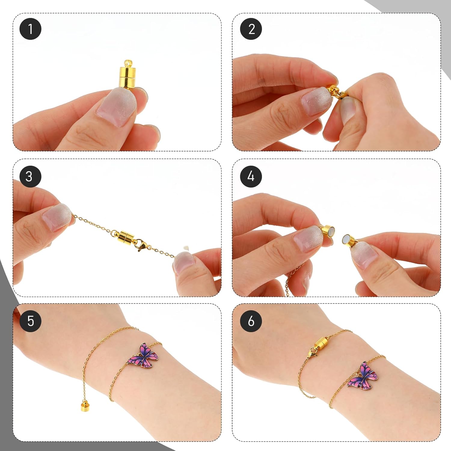 Necklace Clasp, 24 Pairs Bracelet Clasps and Closures  Safety Locking Connectors  Clasp Converter Necklace Extender and Shortener Bracelet Helper Tool (, )