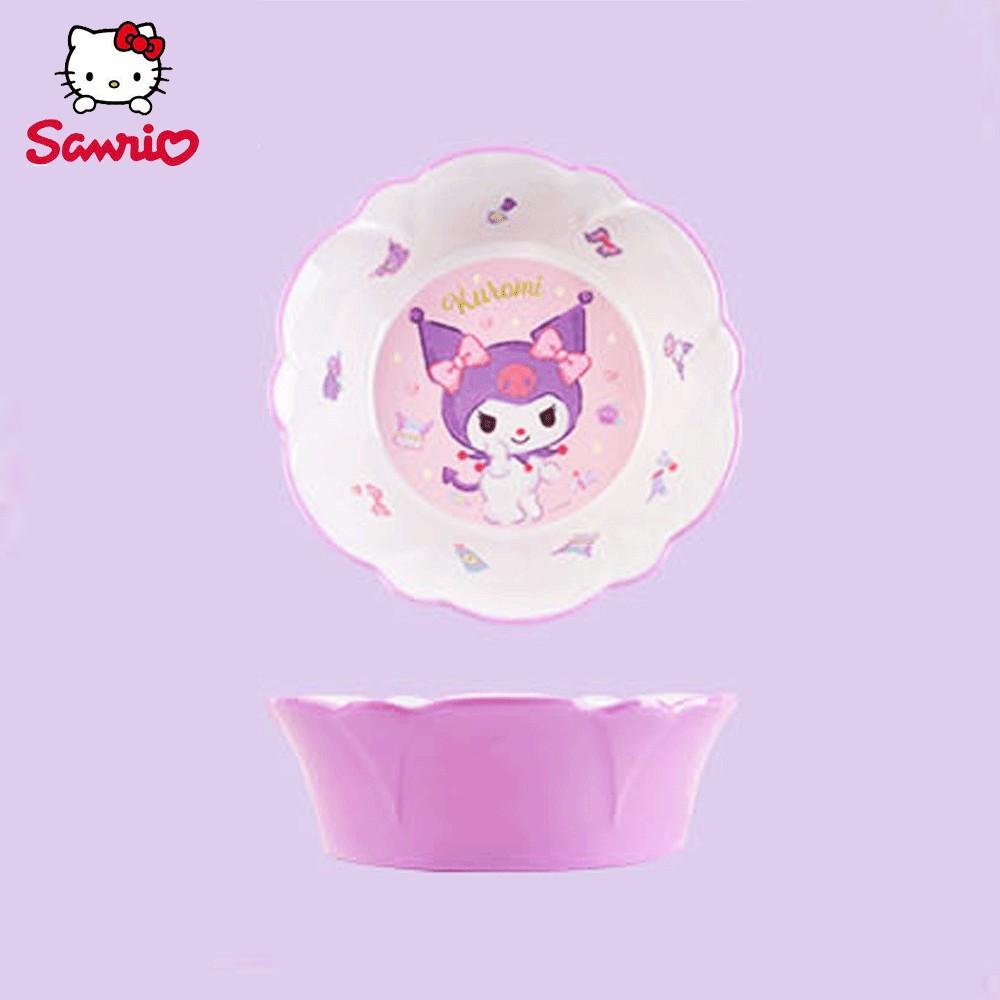 Sanrio Kuromi Melamine Plate, Cute Flower Ruffle, Round Dessert Dish, Kawaii Salad Snack Dinnerware, Salad Plates, Durable Plastic Tray, 1pc, Decorative Plates