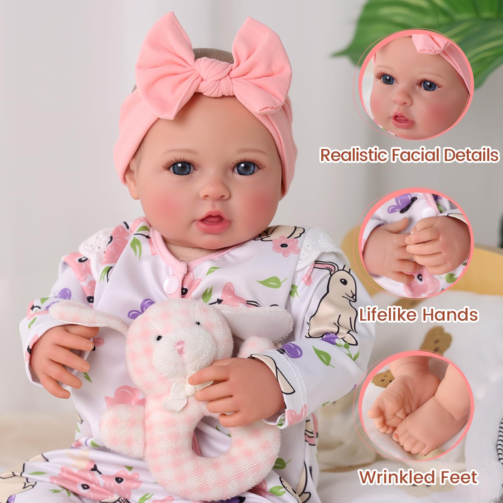 BABESIDE 12/17/20 Inch Lifelike Reborn Baby Dolls Soft Full Body, Realistic Baby Doll Sweet Sleeping Soft Vinyl Real Life Baby Dolls Cute Girl with Toy Accessories Gift Set for Kids Age 3+