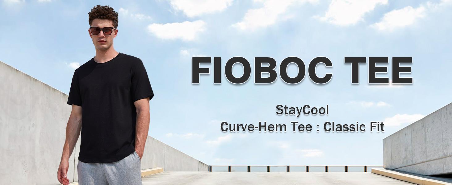 Fioboc StayCool 2.0 Curve-Hem Tee, Men's Moisture-Wicking, Quick Dry T-Shirt for Gym, Running & Casual Workouts,Stretch Fabric, Wrinkle Breathable Activewear Athletic Mesh