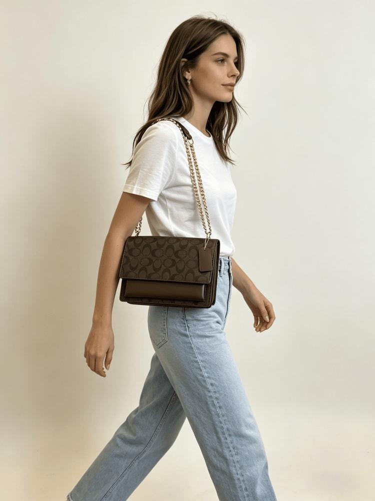 Elegant Women's Crossbody Shoulder Bag, Snake Skin Pattern PU Leather Handbag, Chain Design, All Season Use, American Retro Style