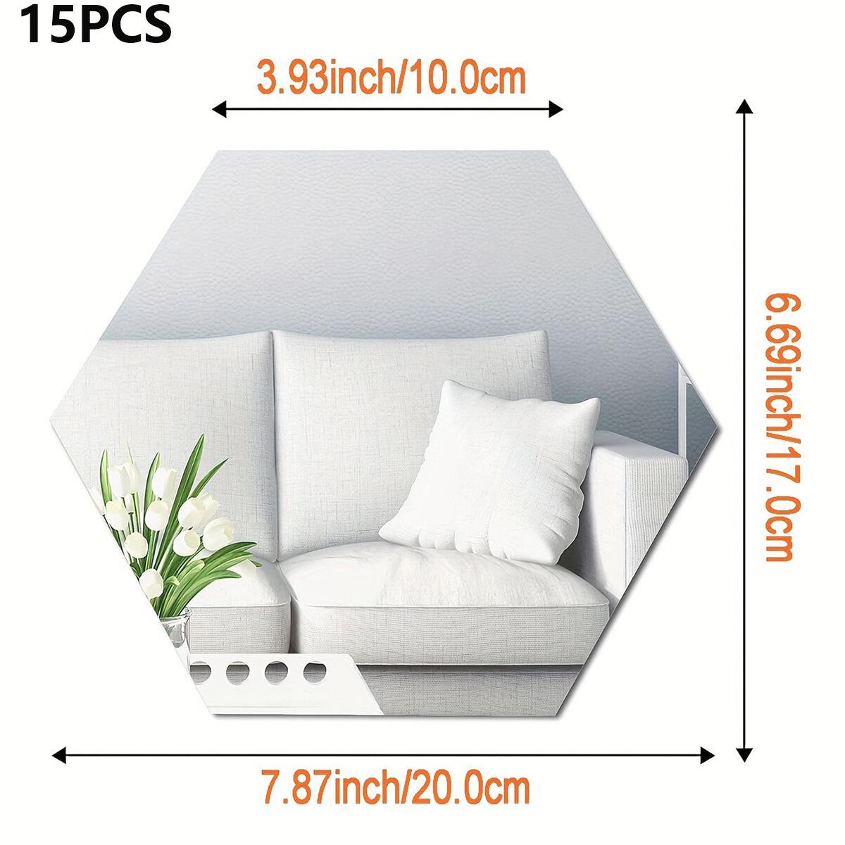 15pcs Hexagon Self-Adhesive Mirror Wall Stickers, Decorative Wall Sticker, Acrylic Wall Decor, Removable DIY Wall Decor Mirror, Mirror Stickers for Living Rooms, Bedrooms, Apartments, Gyms and Dorms, Home Decoration, Mirror Wall Sticker