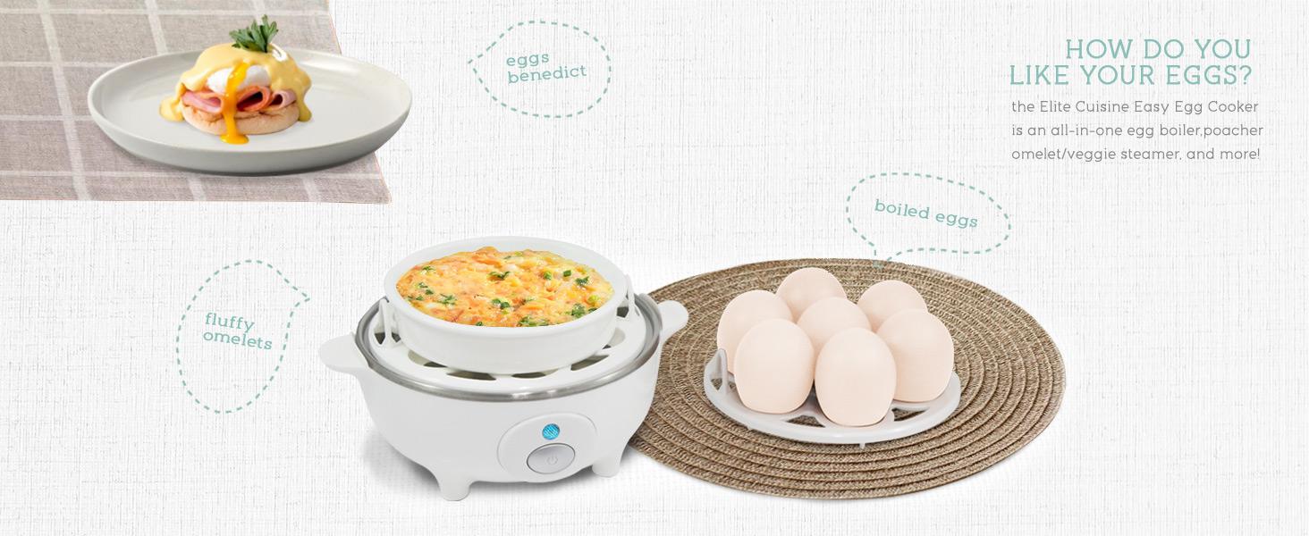 Rapid Egg Cooker, 7 Easy-To-Peel, Hard, Medium, Soft Boiled Eggs, Poacher, Omelet Maker, Auto Shut-Off, Alarm, 16-Recipe Booklet, White Rapid Egg Cooker, 7 Easy-To-Peel, Hard, Medium, Soft Boiled Eggs, Poacher, Omelet Maker, Auto Shut-Off, Alarm, 16-Recipe Booklet, White