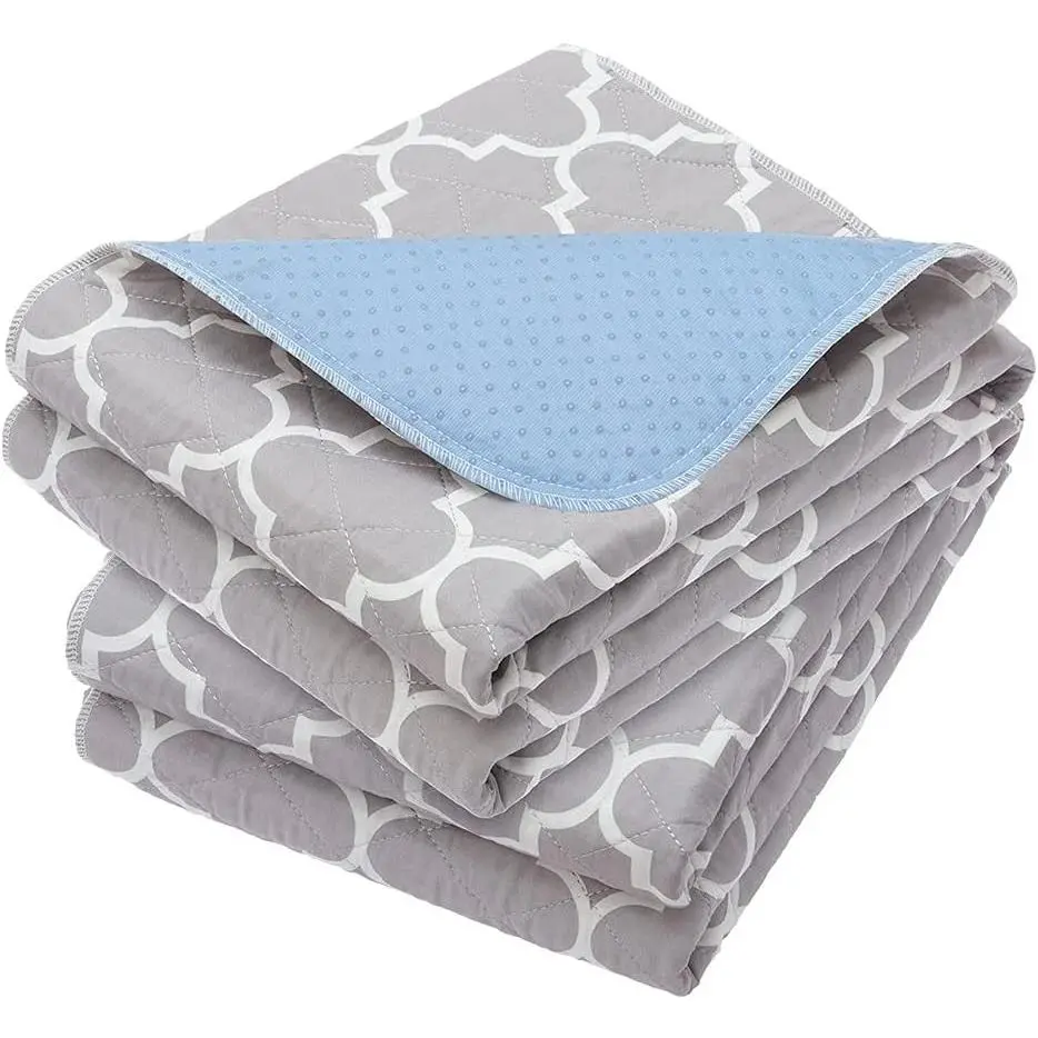 Washable Bed Pads 34" x 56" (Pack of 2), Incontinence Mattress Protector, Anti-Slip Waterproof Underpads for Adults Kids Elderly Pets, Absorbency & Reusable Bedwetting Pads (Gray)