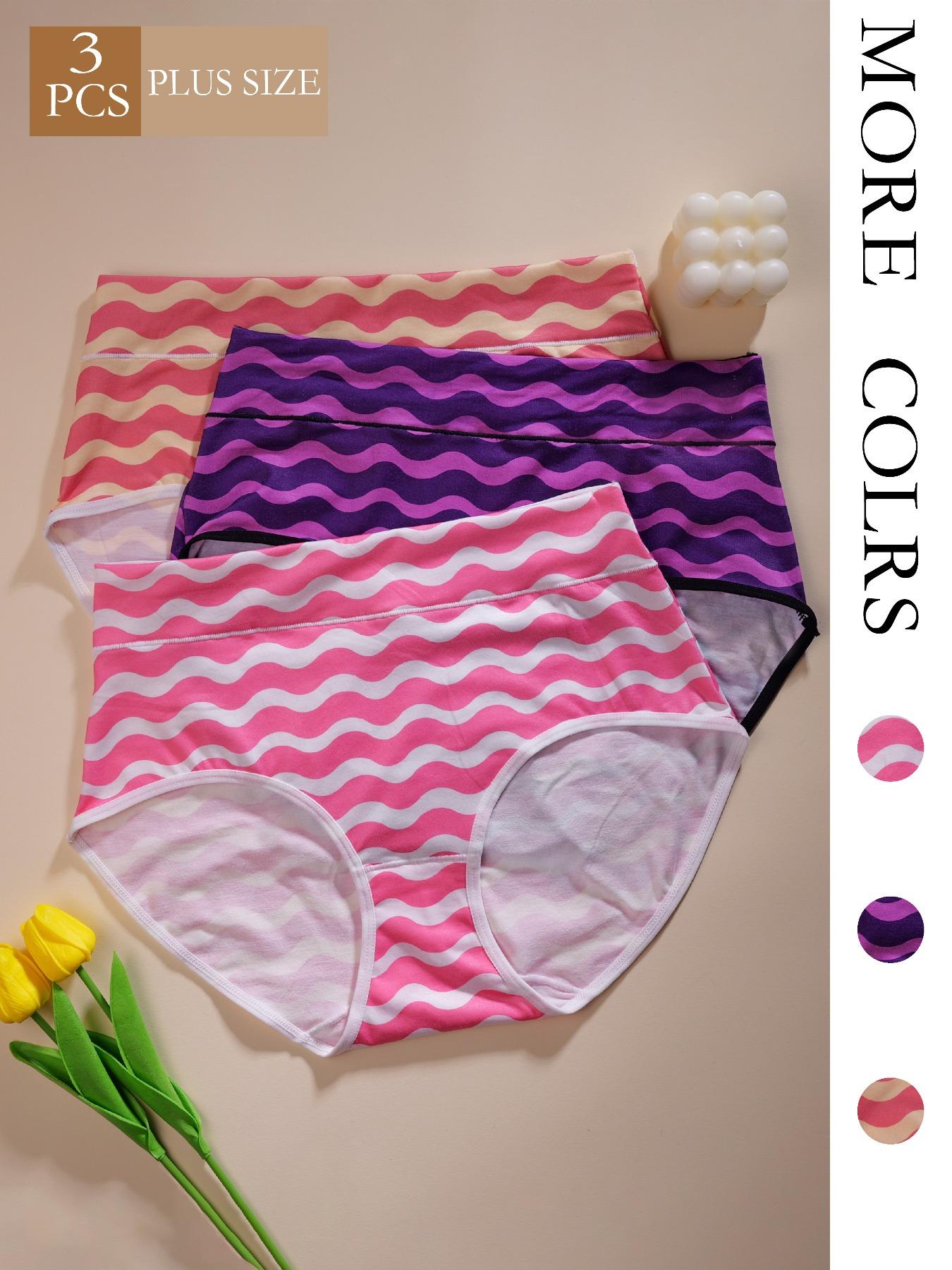 Plus size Women's Mid-Waist Underwear, Breathable Elastic Comfort Panties, Casual All-Seasons Briefs, Multiple Colors Available