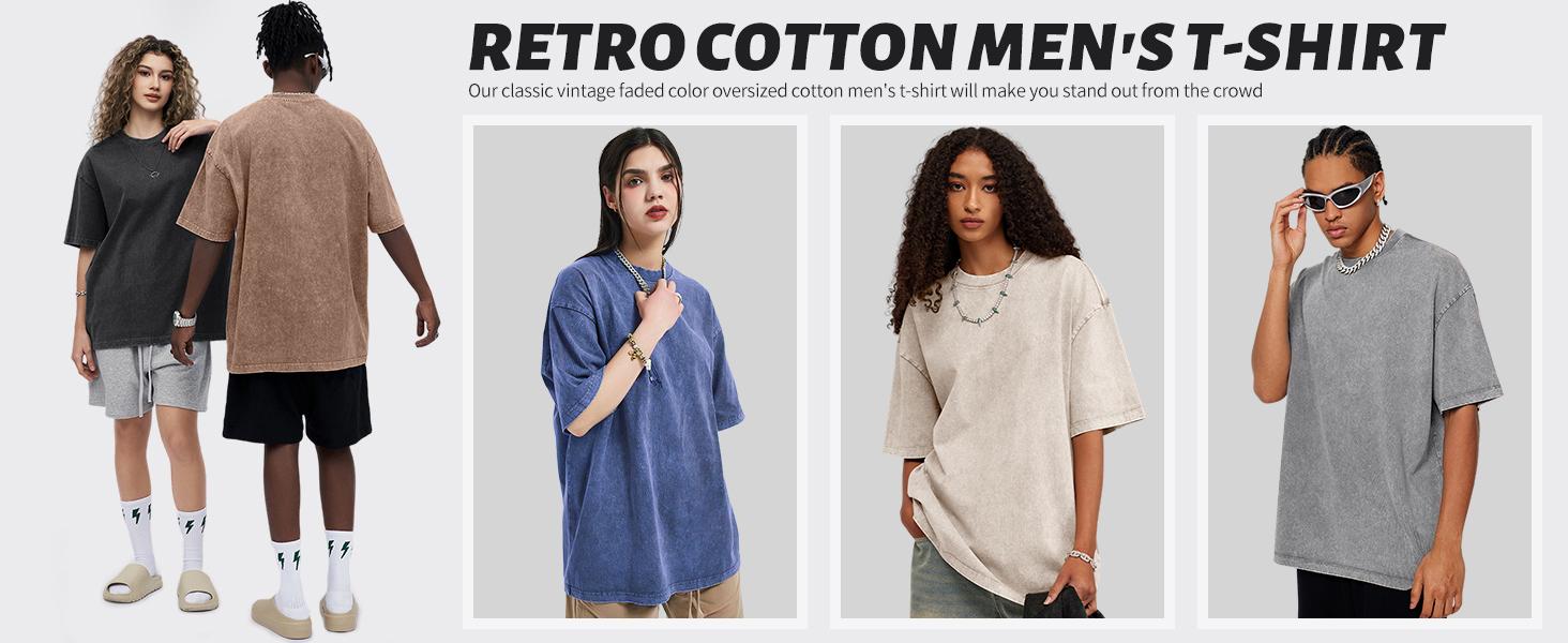 1/4 Pack Oversized Tshirts Unisex Gym Vintage Heavyweight T Shirts Cotton Workout Acid Wash Baggy Tees