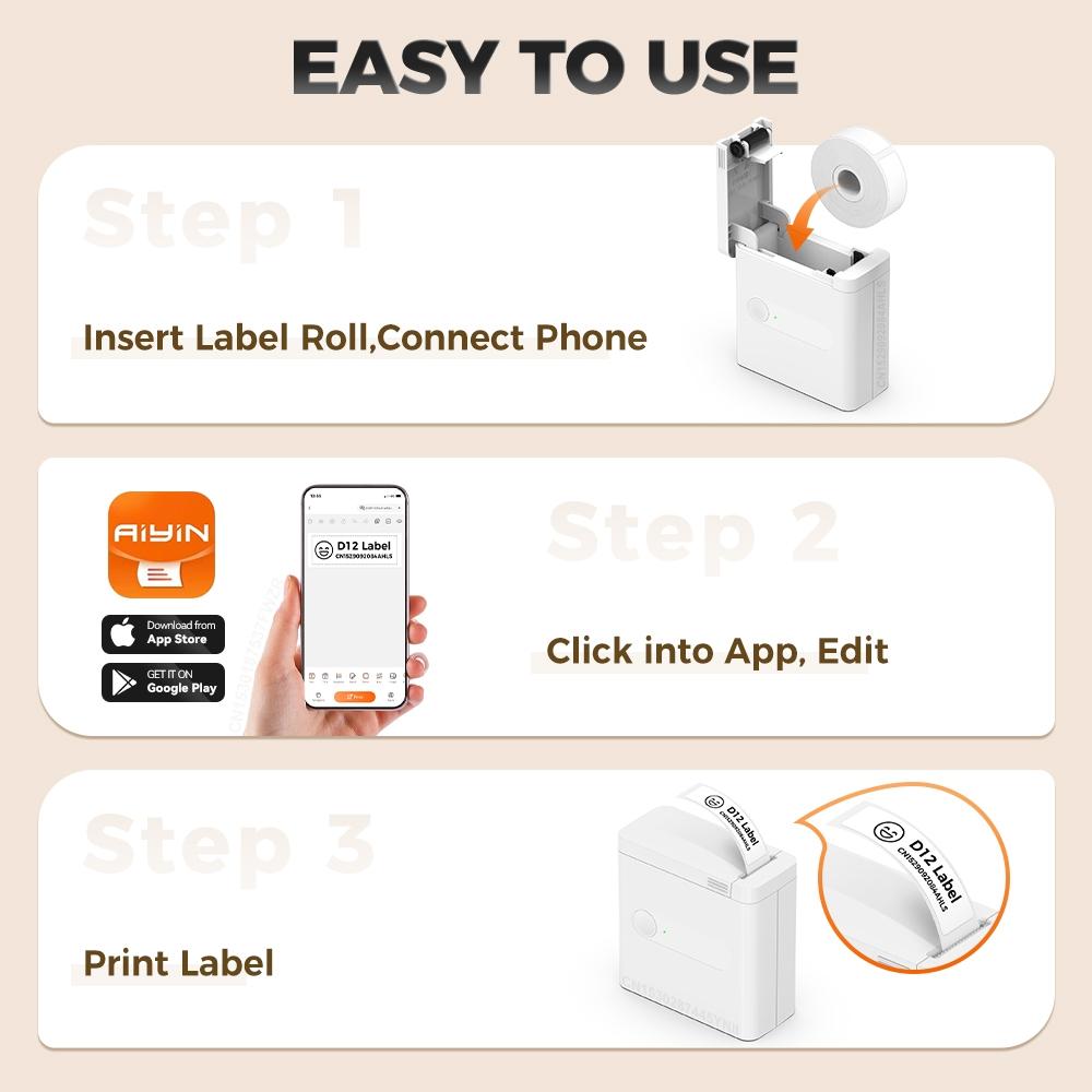 Mini Sticker Printer Bluetooth-compatible Label Maker, Portable Thermal Sticker Maker for Home Office Organization, Durable Design & Easy-To-Use Features