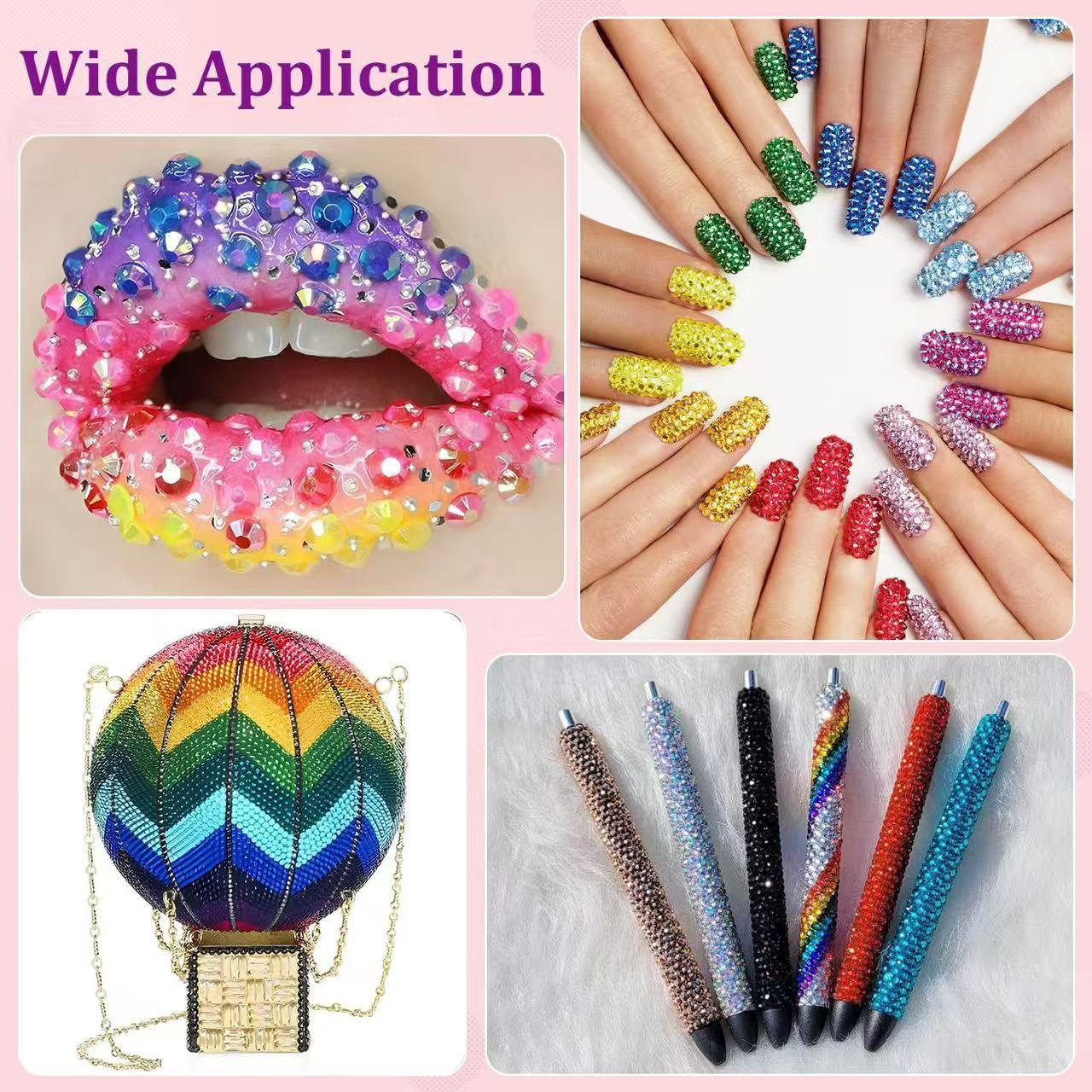 16,000 Pieces Sparkling Flat-Back Nail Art Rhinestones, 24-Color Bling Rhinestone Decorations, Beautiful Nail Accessories and DIY Fashion Craft Supplies