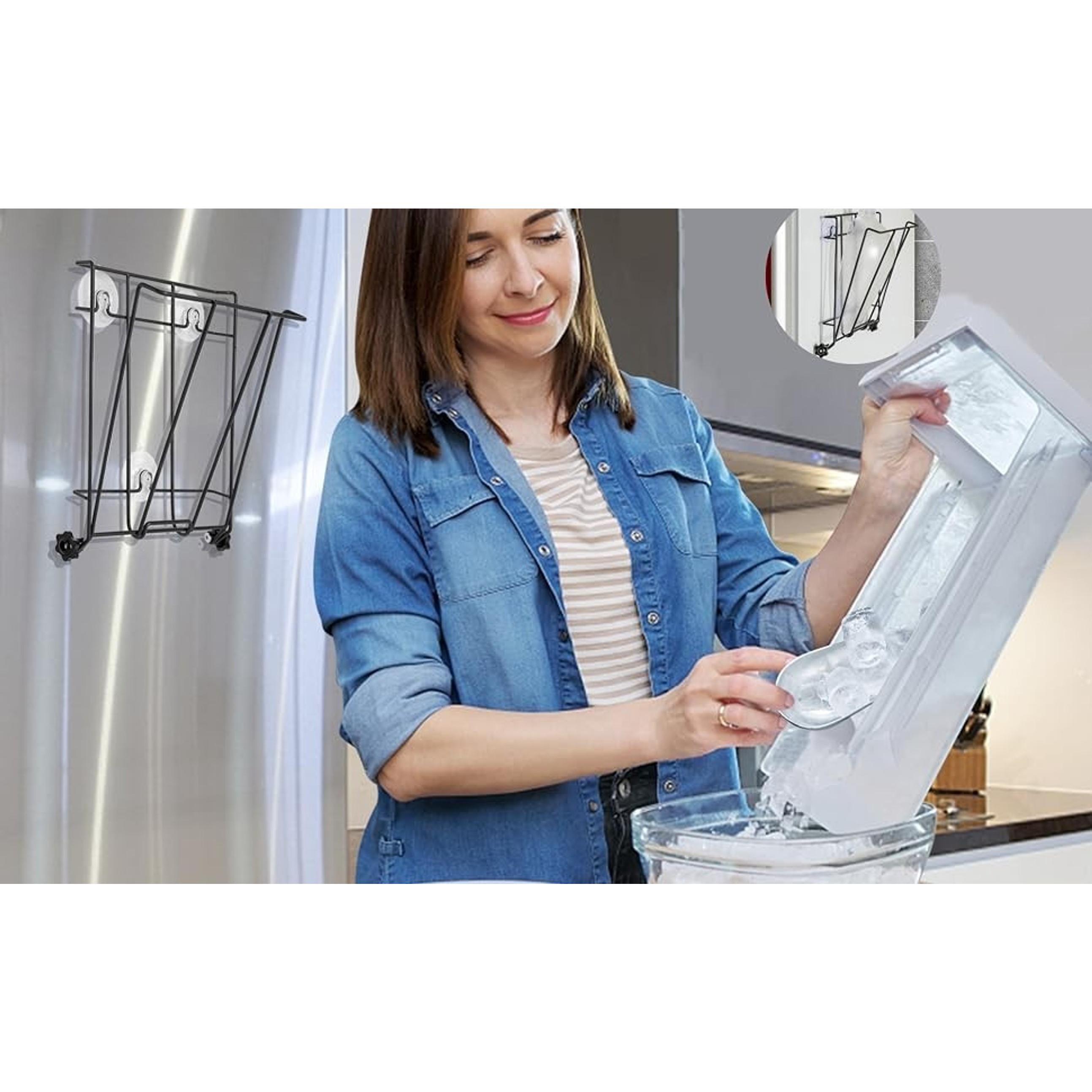 Ice Scoop Holder Foldable, Metal Heavy Duty Ice Maker Scoop Holder for Ice Maker Kitchen Freezer Bar Party Wedding, Large Capacity, Easy Clean (Standard)