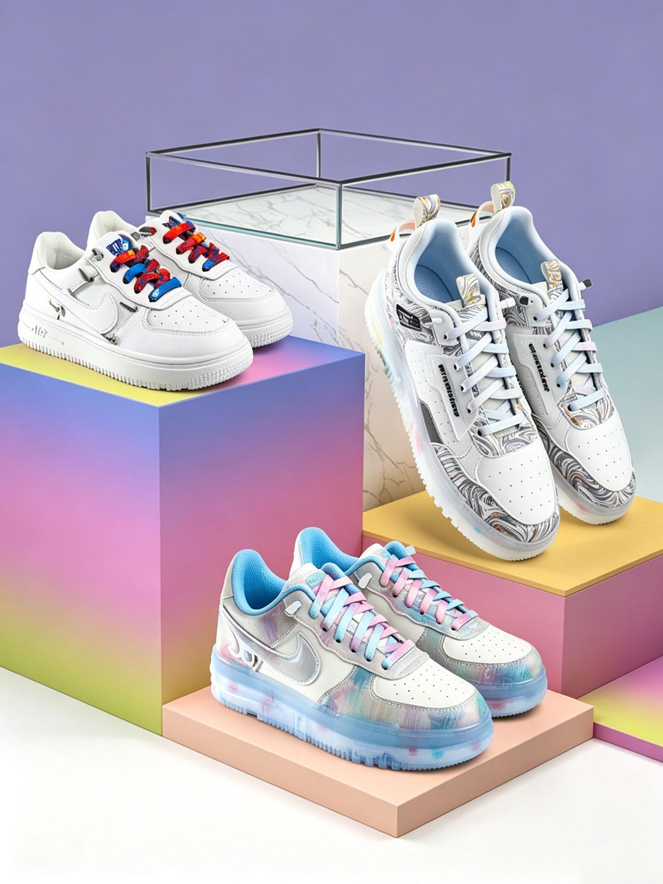 Dreamy Tie-Dye Lazy Shoelace, No-Tie Press Button, Gradient Color, Elastic Stretch, Wide Strap, for Sneakers, Dad Shoes, Sports Shoes, Commute, DIY Footwear