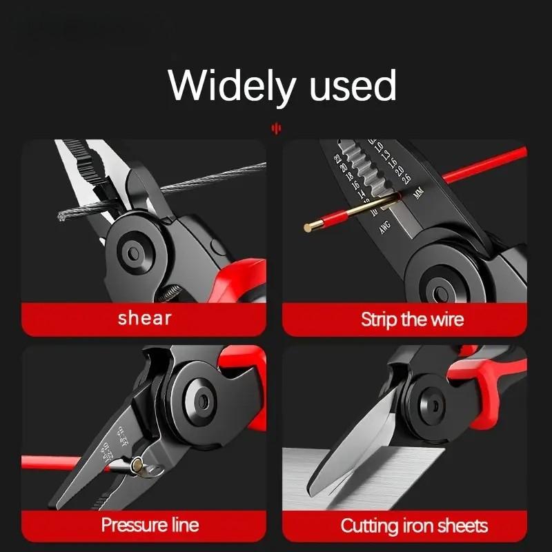 Five-In-One Multi-Functional Replaceable Head Pliers Set, Steel Wire Pliers Tiger Pliers Stripping Tool Kit, Multifunctional Pliers