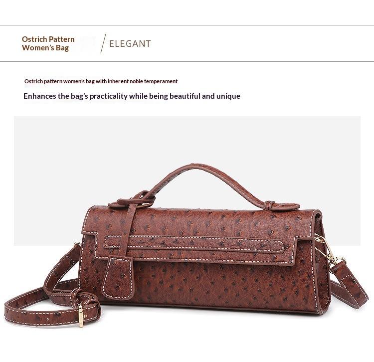 NOVEL Best-Selling New Arrival: Premium Ostrich-Print Handbag for Women, Luxury Niche Clutch, Unique Design, Retro Colors, Shoulder/Crossbody Bag, Elegant Evening Bag, Kelly Bag