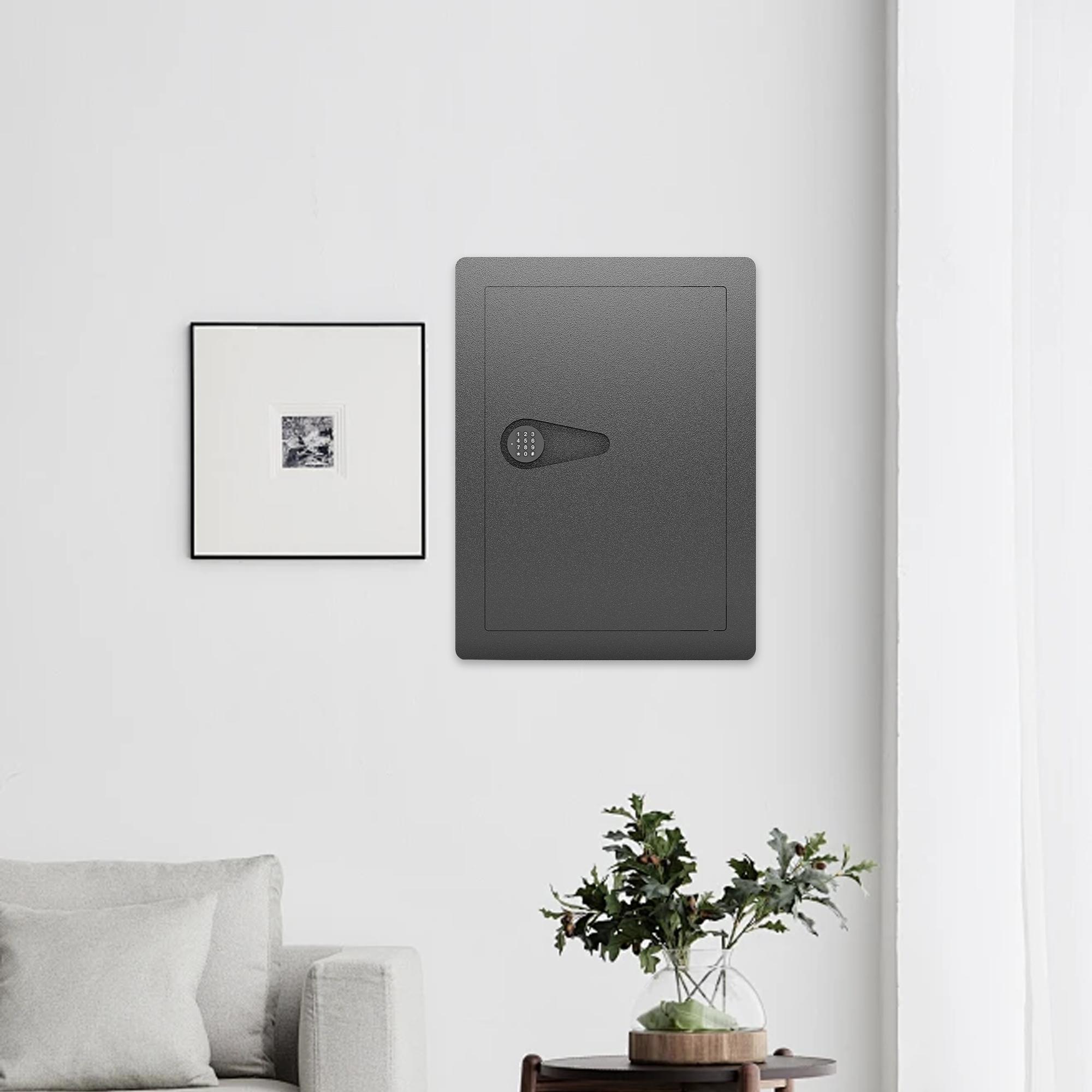 THOF,rapid access,pistol safe,2 ways to unlock,Passcode,key,Applicable wall,Wall Safes Between the Studs, Hidden Safe with Digital Keypad, Removable Shelves,Avoid security risks