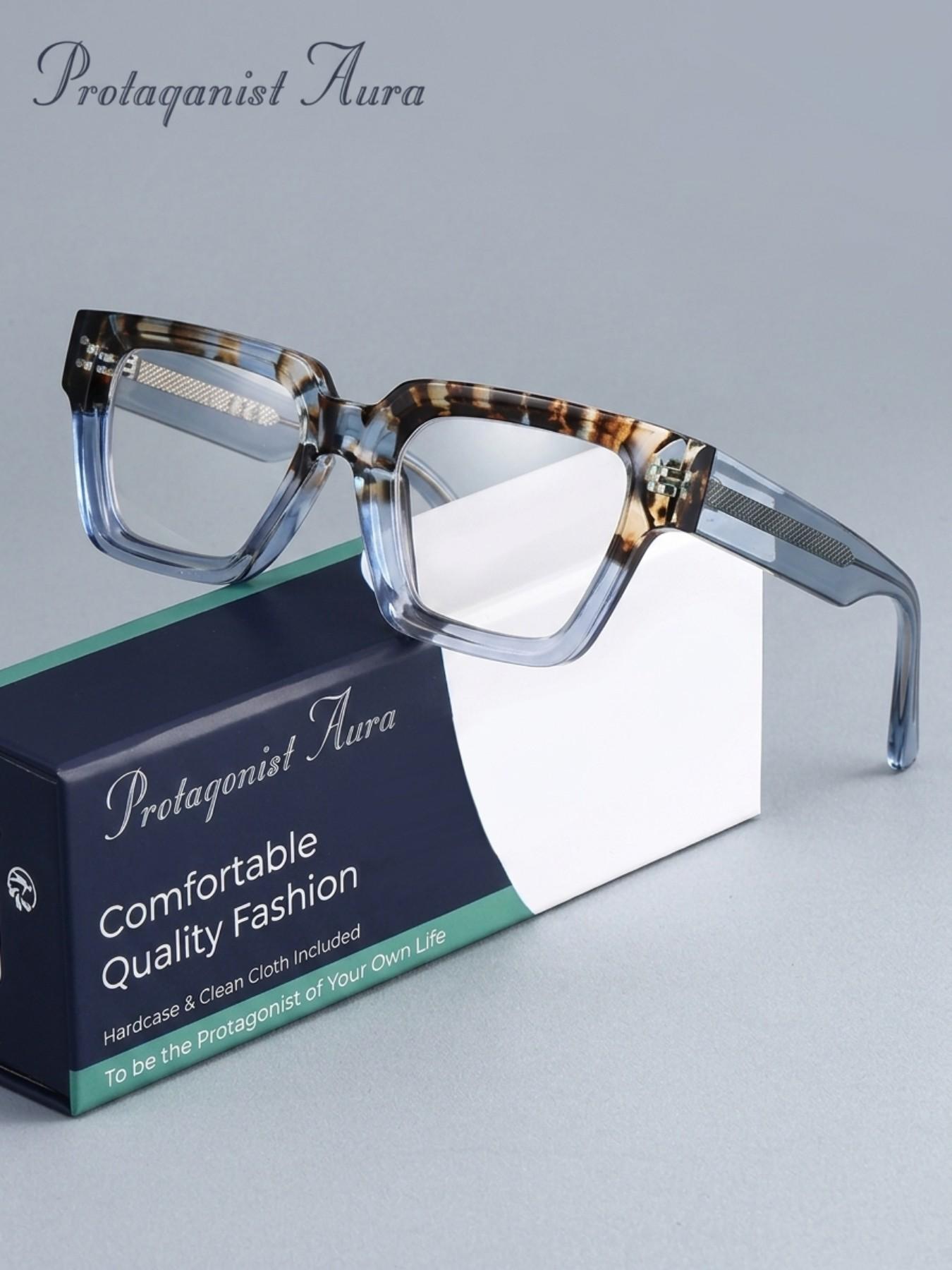 Protagonist Aura Anti Blue Light Glasses Tortoise Shell Square Style, Reduce Digital Eye Strain, Perfect for Work, Study And Gaming