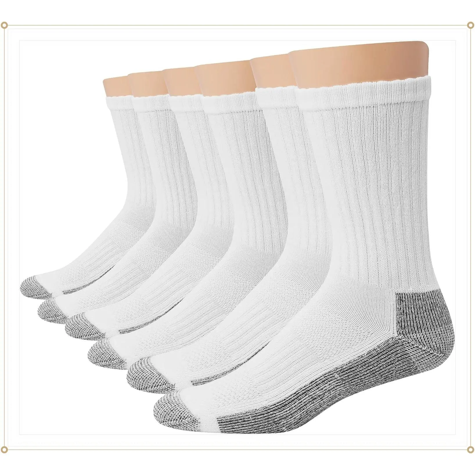 Men's Work Socks, Cushioned Crew Socks, Moisture-wicking Socks & Odor Control, Black & White, 6 & 12 Pack AvailableGift