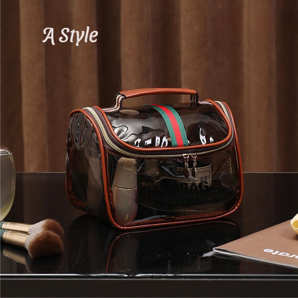 Vintage Luxury 1/6 Counts Large Capacity Transparent Makeup Bag Portable Cosmetic Storage for Toiletries & Cosmetics Multi-Functional Tote Travel Organizer