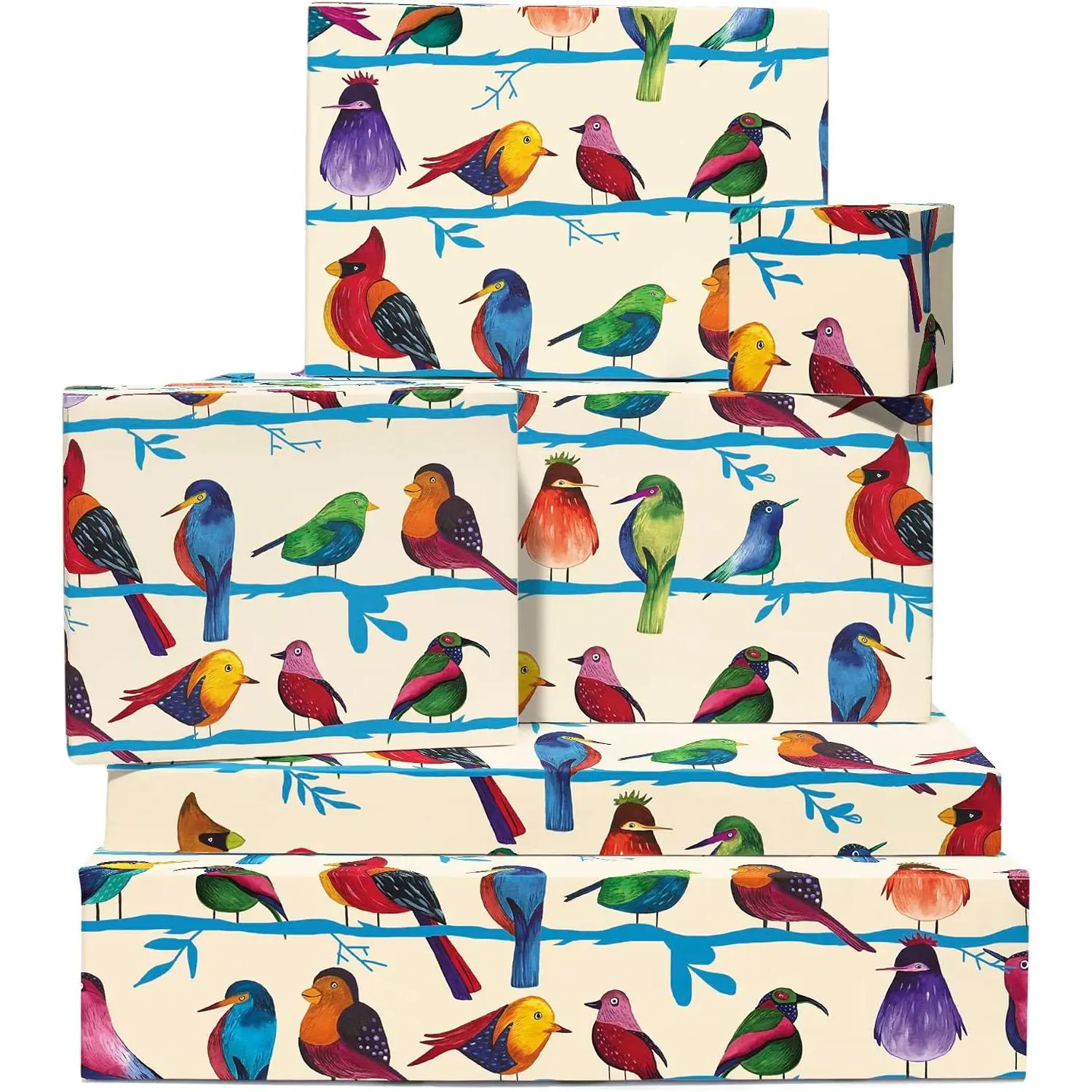 Wrap - 6 Sheets & Tags - Bird Wrapping Paper for  & Adults - Recyclable - With Stickers