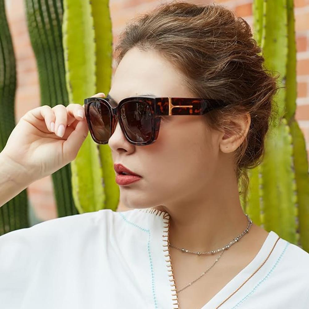 2Pcs Oversized Square Sunglasses for Women Men Frame Polarized UV400 Protection Stylish Comfortable Fit for Driving Fishing Cycling