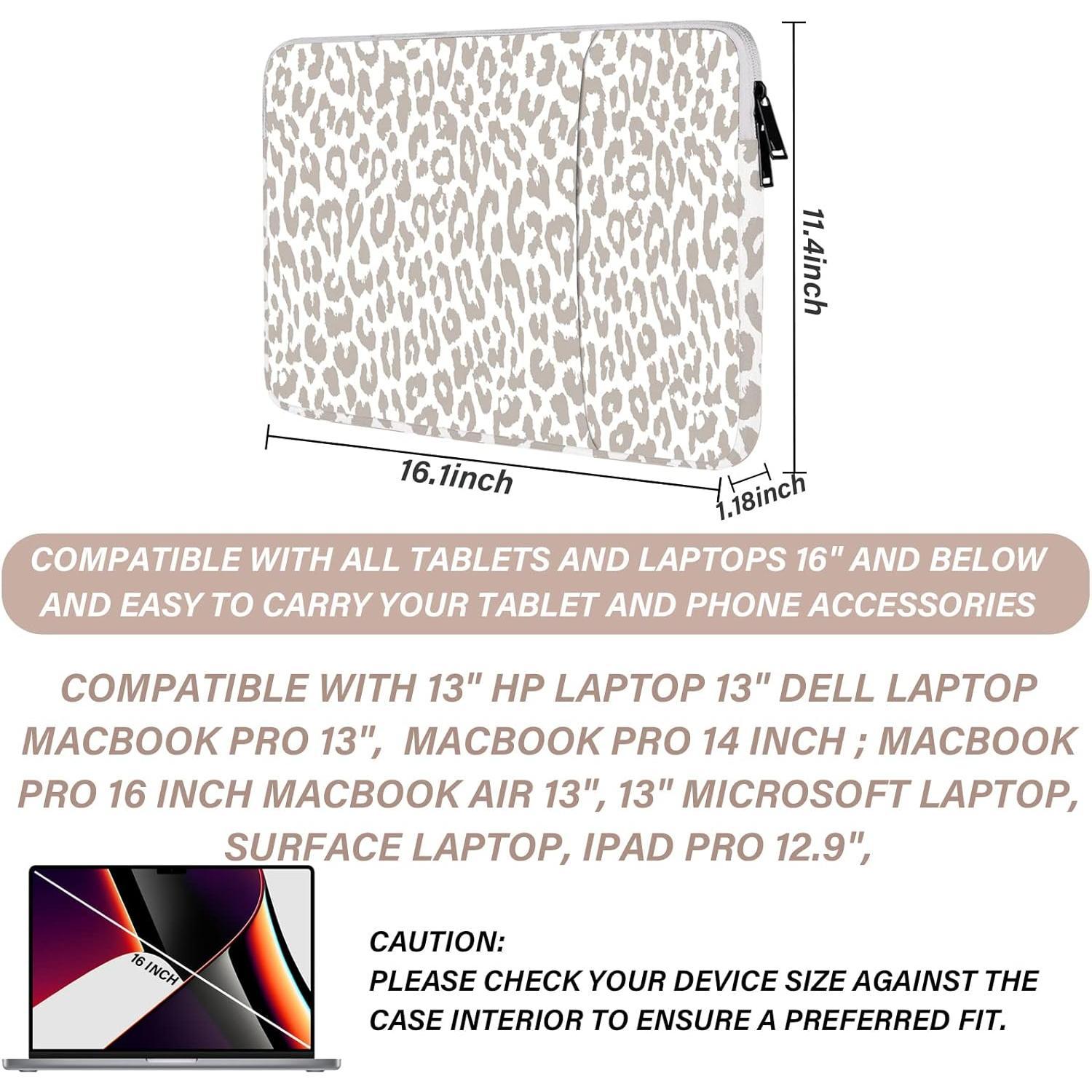 Laptop Sleeve Bag 15.6-16 inch,Compatible with MacBook Air 15 inch M2 2023 A2941/16 Pro M2 A2780 M1 A2485 /Pro Retina 15 A1990,Chromebook,,15.3-16 inch Notebook(Grey Leopard  Bag)