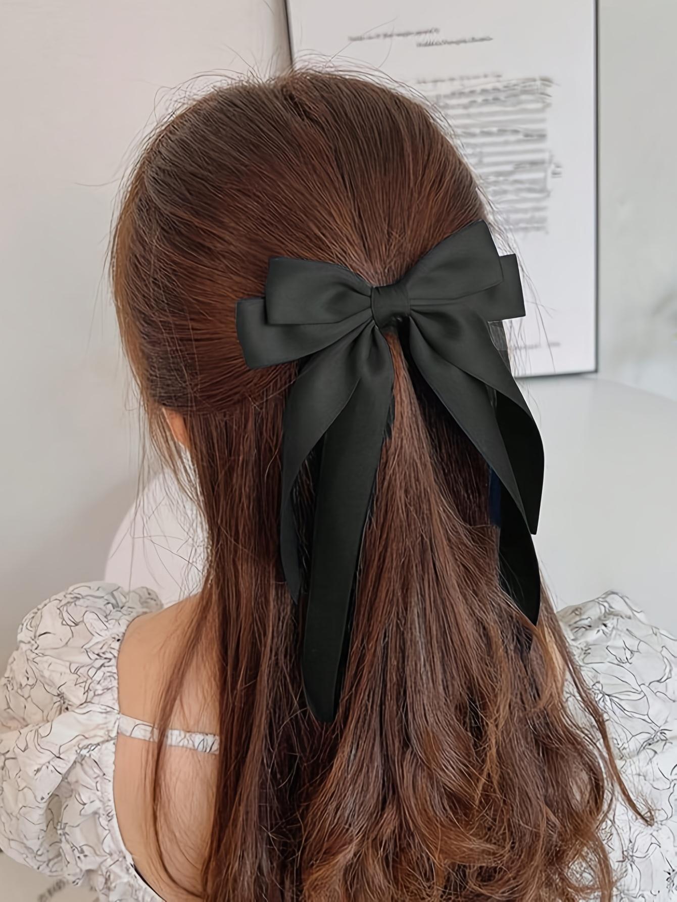 Bow Hair Clip for Women, Large Satin Ribbon Accessory for Everyday Wear, Parties, and Watch Parties, Watch Party