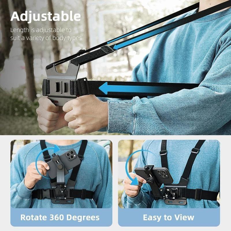 Universal adjustable chest strap, suitable for cycling, rowing, fishing, skateboarding, compatible with iPhone, GoPro, DJI sports cameras, POV/VLOG recording, ABS material, Camera Accessory, Vlog Accessories