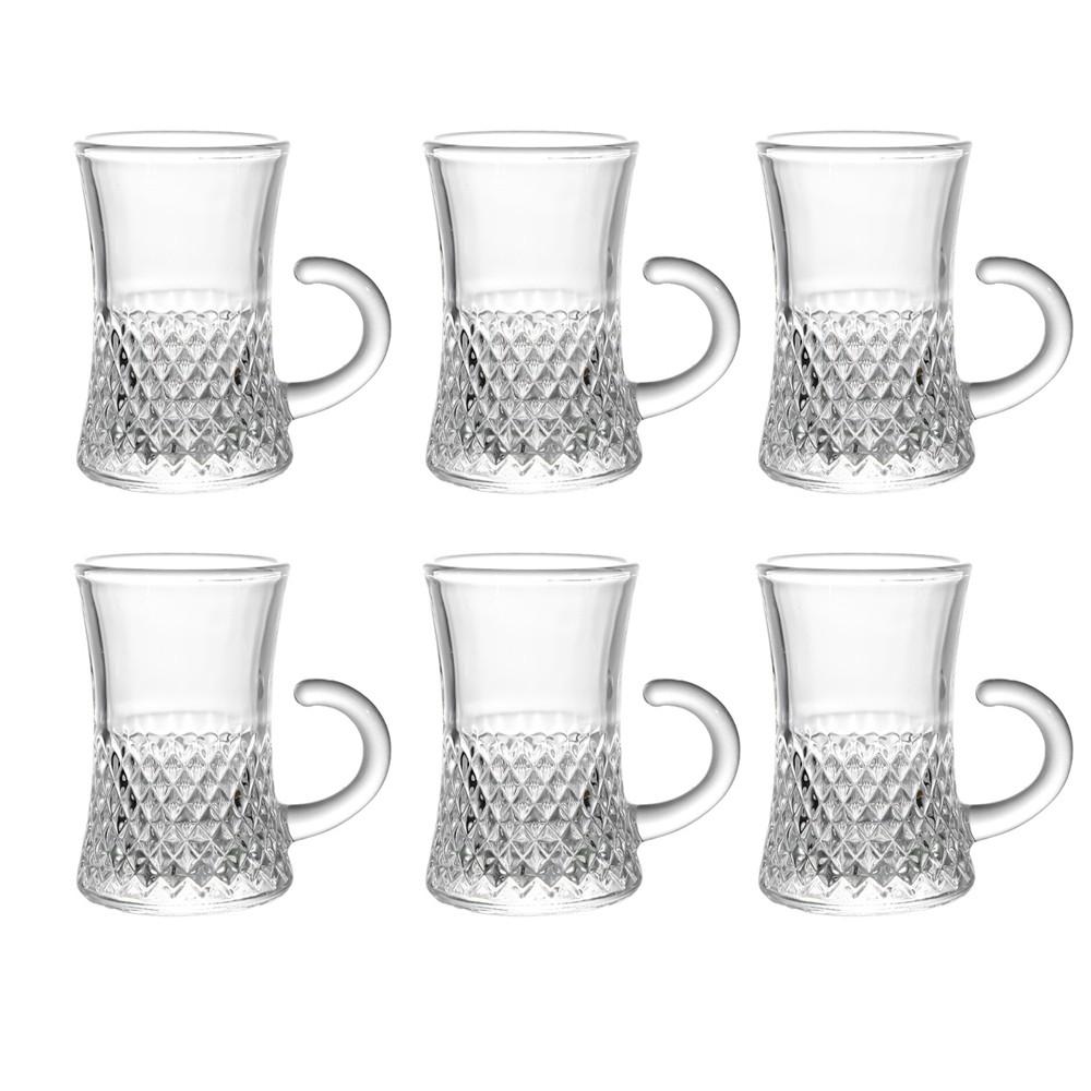 Set of 6 Turkish Tea Glasses With Handle, Slim Waist Design and Thick Sole Prevent Tea from Getting Cold, 4.2 oz Small Clear Teacup Set Glass Coffee Cups for Espresso Coffee, Hot Chocolate Set of 6 Turkish Tea Glasses With Handle, Slim Waist Design and Thick Sole Prevent Tea from Getting Cold, 4.2 oz Small Clear Teacup Set Glass Coffee Cups for Espresso Coffee, Hot Chocolate