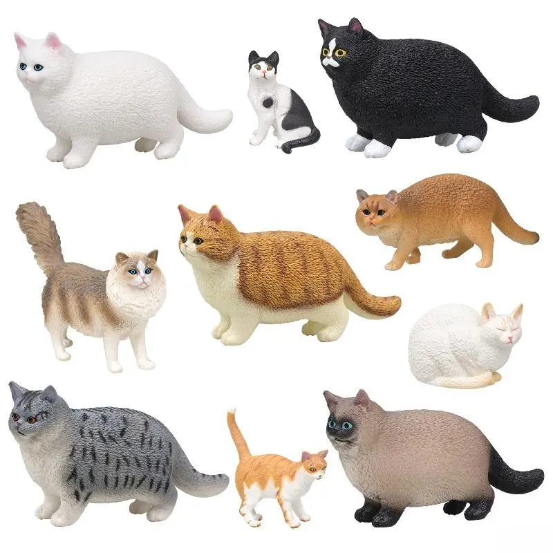 Realistic Mini Pet Cat Figurines Cute Simulation Kitten Statues Lifelike Orange White Black Cat Resin Ornaments Lovely Desk Car Micro Landscape Decorative Animal Miniature Gift For Cat Lovers business wear daily casual matching match summer stuffed