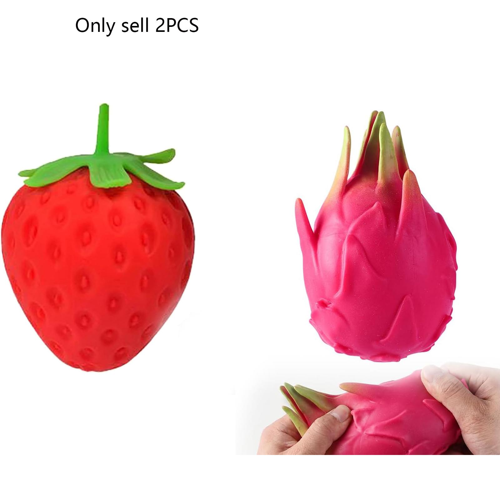 2PCS Cute Strawberry Squeeze Toys, Dragon Fruit Squishy, Strawberry Squishy, Rebounding Sensory, Upgrade Fruit Squishies, Realistic Strawberry Stress Ball, Stress Relief for Office Workers、Anxiety Relief、Focus Improvement、Desktop Decoration