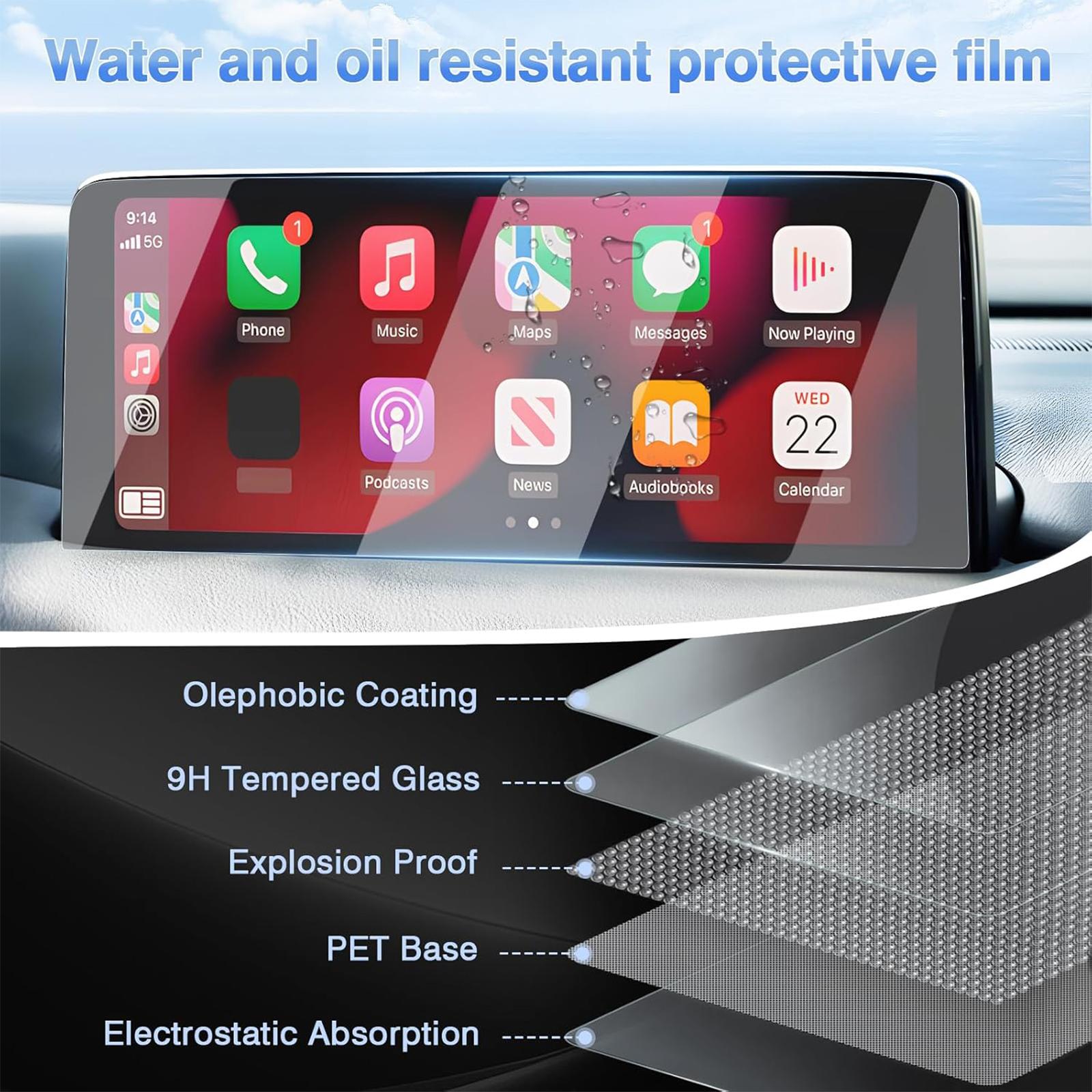 Canvcle 2 Pack Screen Protector for 2021 2022 2023 2024 2025 Mazda CX5 and CX-9 10.25-Inch Touchscreen, 2025 CX-5 Accessories Navigation Display Protective Film Tempered Glass Anti Glare