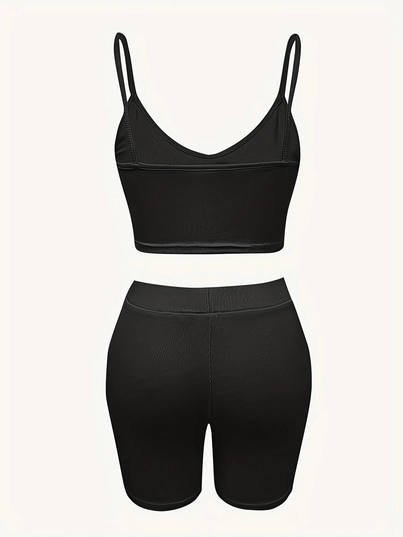 Casual set: best-selling women’s summer tank top and shorts two-piece with hip-lifting and tummy control; women’s summer clothing