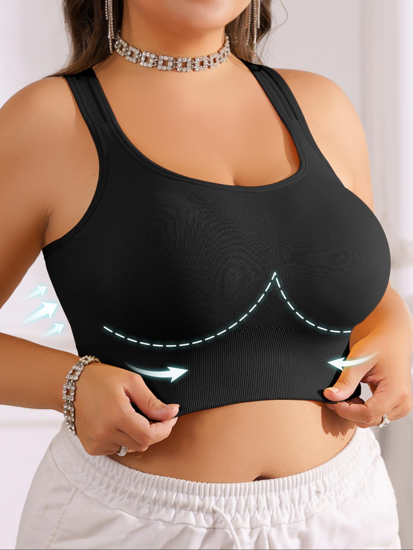 3/5/8PCS Women's Plus Size Backless Bra, Detachable Pads Breathable Anti-Drop Gym Yoga Running Vest, Multiple Colors Available, All Seasons Wear，Christmas & Valentine's Day gift
