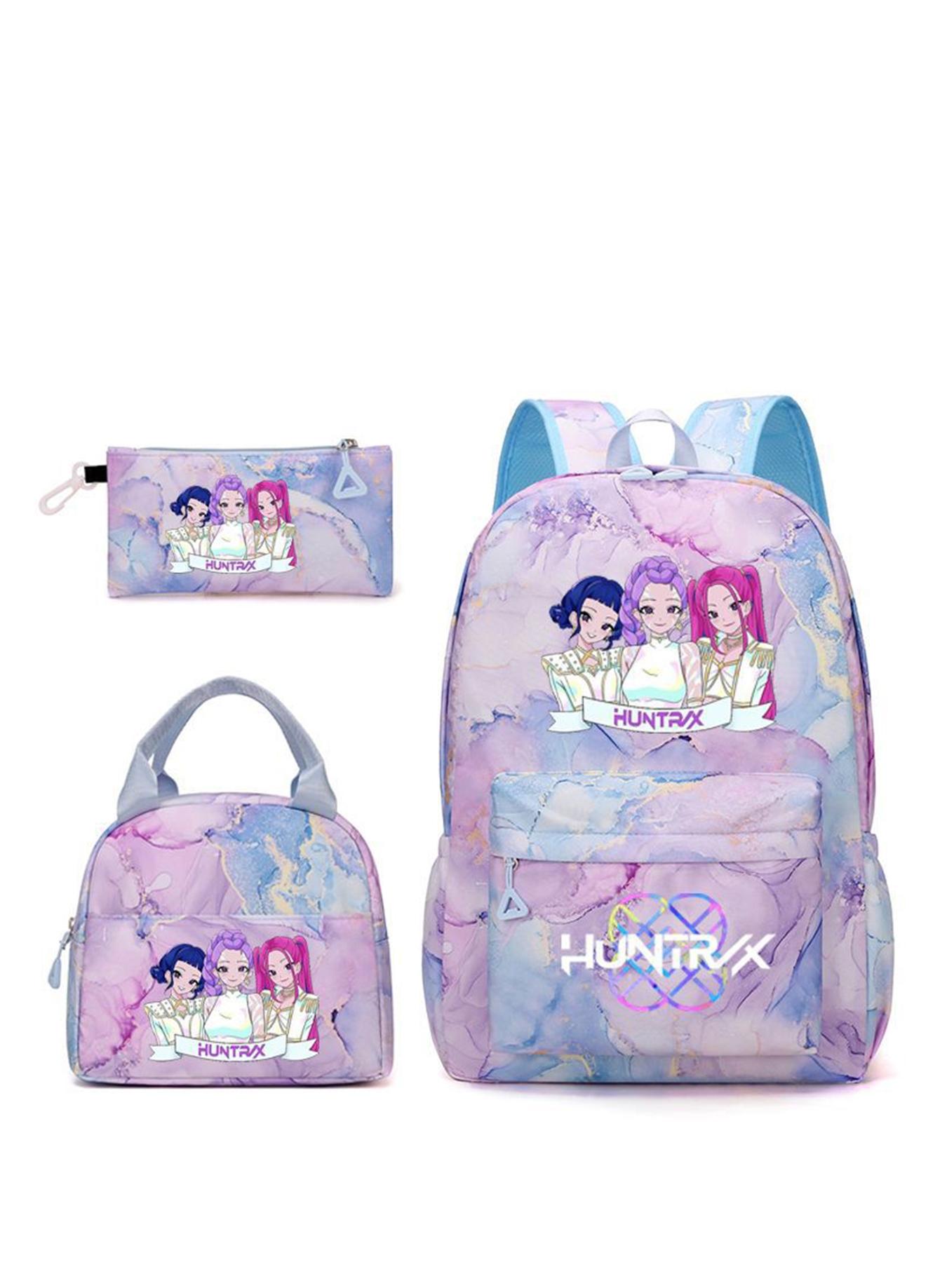 3pcs  Women's backpack with large capacity, kpop girl group printed zipper closure, fashionable and versatile, personalized and trendy, suitable for students to go to school, campus, work, commuting, shopping, women's backpack, School Backpacks