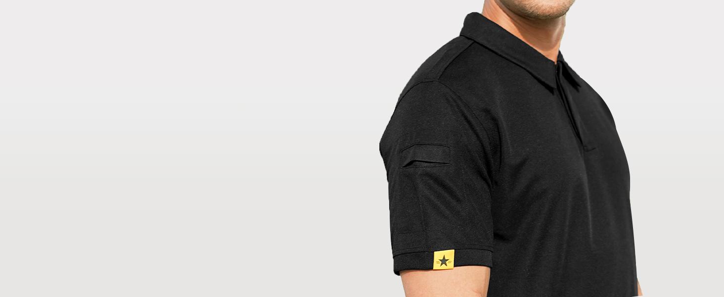 ZITY Mens Polo Shirt Short Sleeve Sports Tactical T-Shirt Athletic Golf Polos Daily Casual Stylish Collared Shirts for Men with Ring Buckle & Pocket Soft Breathable Fabric