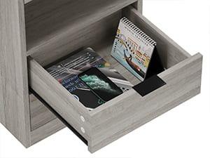 Sikaic Nightstand With Pull-Out Shelf Wireless Charging Station And LED Lights led nightstand Furniture Bedroom Bedside Table Drawer Storage Modern Minimal Home Wood