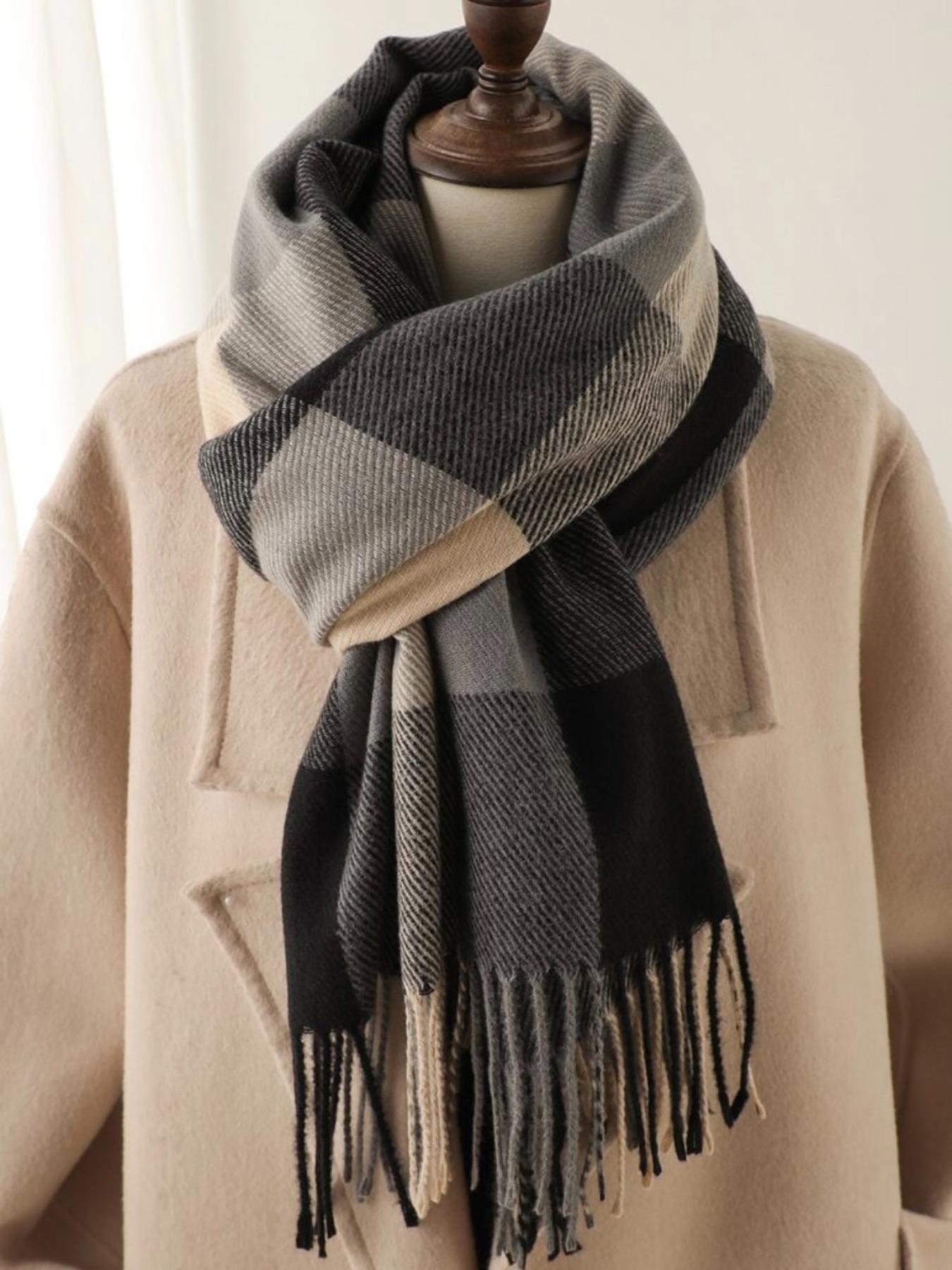 New Arrival Plaid Scarf for Women, Casual Fitted Woven Fabric, Warm & Stylish Design, Perfect for Fall Winter Outdoor Activities, Checkered Scarf