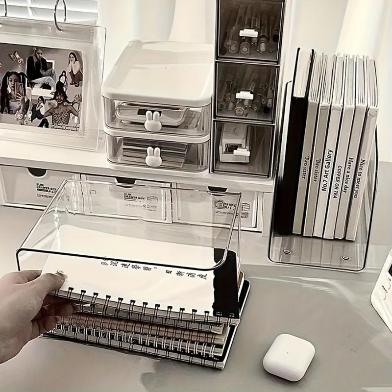 1PC/2PCS Invisible Transparent Acrylic Bookends, Non-marking Desktop Book Baffle, Minimalist Transparent Space-saving Design, Anti-slip Partition Organizer Universal for Students Office Books and File Storage