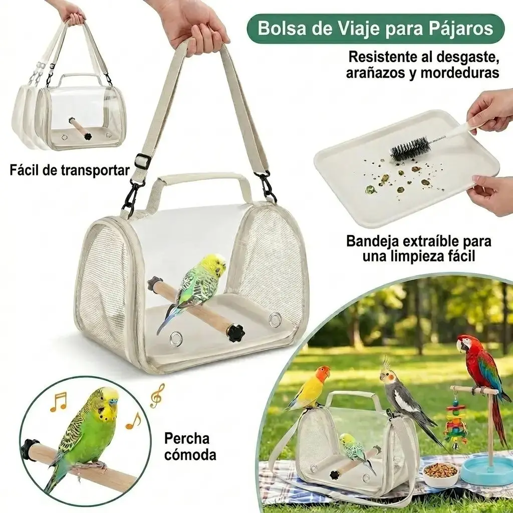 Portable Bird Cage Backpack, Foldable Storage Bag for Parakeets, Finches, Canary Birds, Ideal for Budgies, Cockatoos, Macaws, Lorikeets