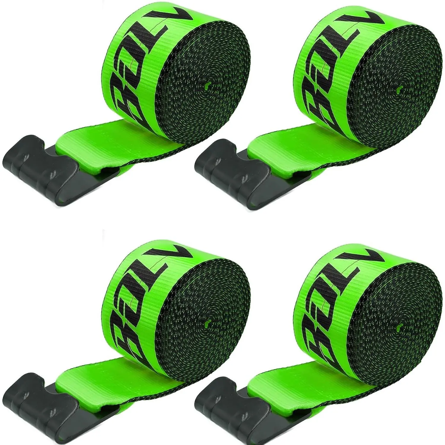 Heavy Duty Winch Straps with Flat Hooks, 4 Pack, 4" x 30', 16,200 lbs Break Strength for Cargo Hauling, Towing, Truck & Trailer