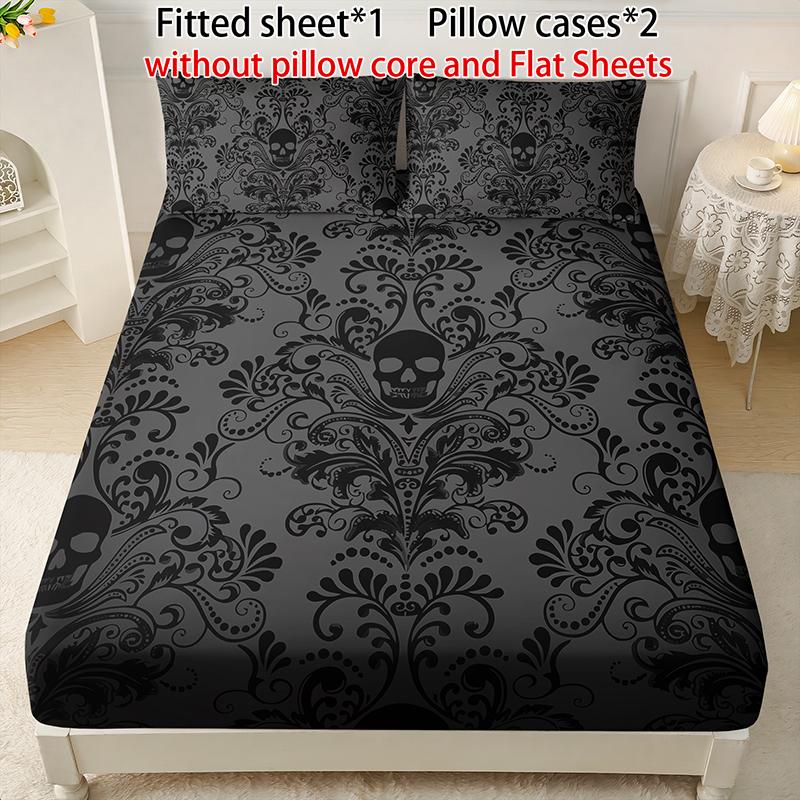 [Weekly Deals] 3-piece multi-pattern fitted sheet set (fitted sheet*1 +Pillow cases*2),deep pocket 15 inches machine washable,low allergenic,high quality mattress protector for bedrooms,dorm rooms,HD printed all-season room decoration Reversible summervib