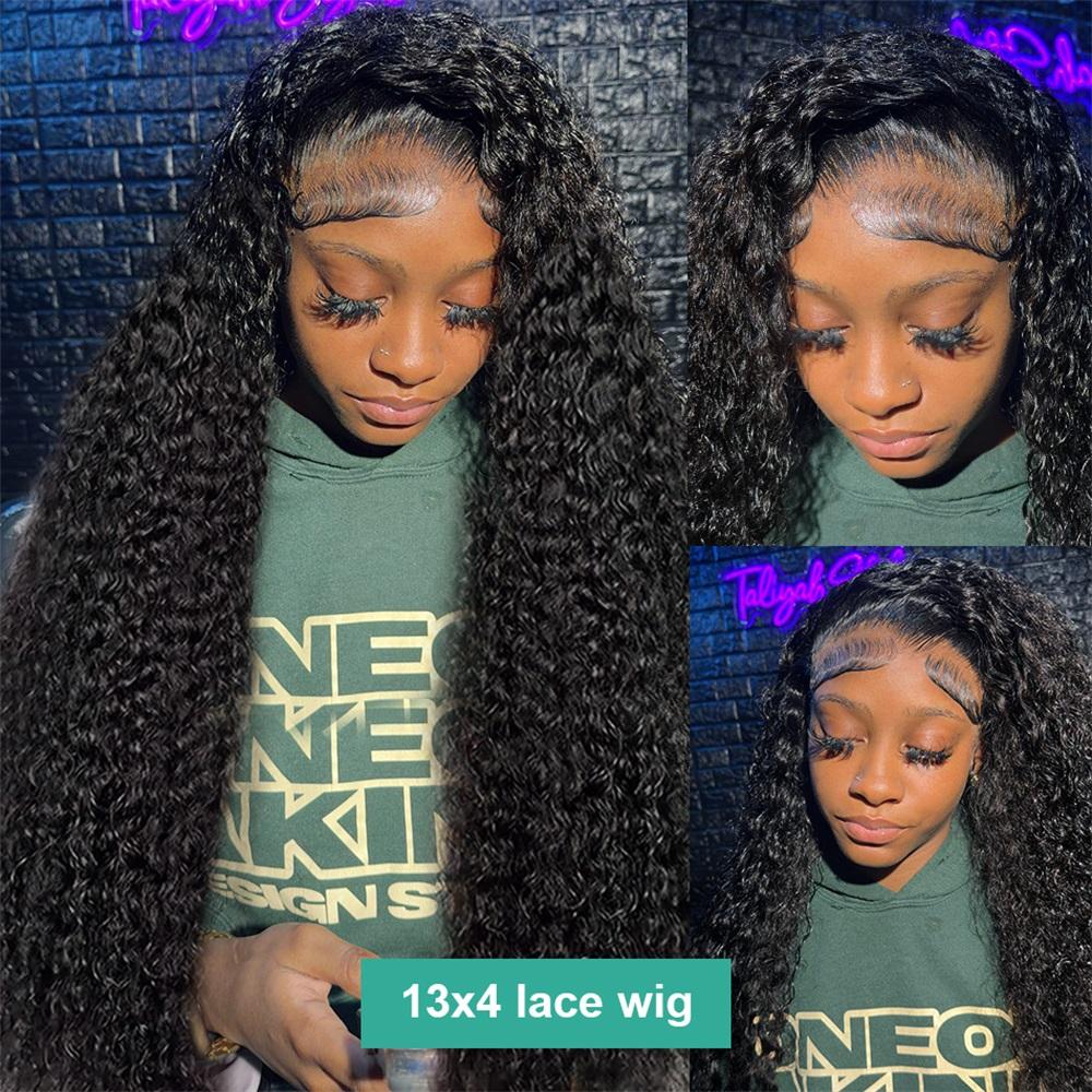 Bling Hair Deep Wave HD Lace front 13x6 13x4 Kinky Curly Human Hair Wigs Transparent Lace Frontal Wig PrePlucked 180 Density Wigs For Women with Baby Hair