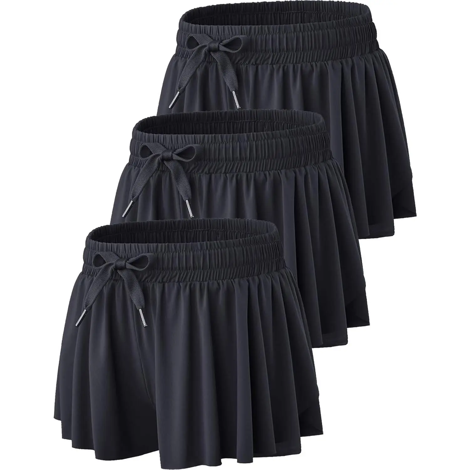 Women's 2-in-1 Flowy Athletic Shorts with Built-In Spandex Liner - Butterfly Running Workout Gym Shorts, 1 or 3 Pack(Gift)