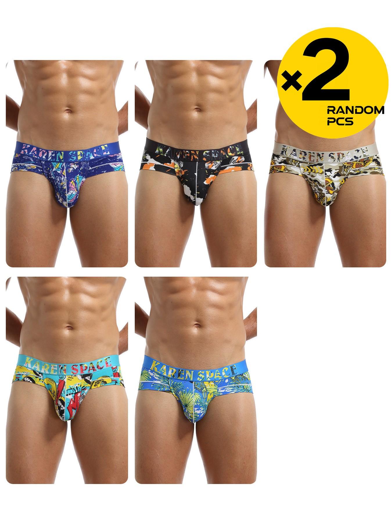 Men's Ice Silk Mesh Print Triangle Underwear, Ultra-Short Comfortable Stretch Briefs, Quick-Dry Breathable Cartoon No-Trace Skin-Friendly