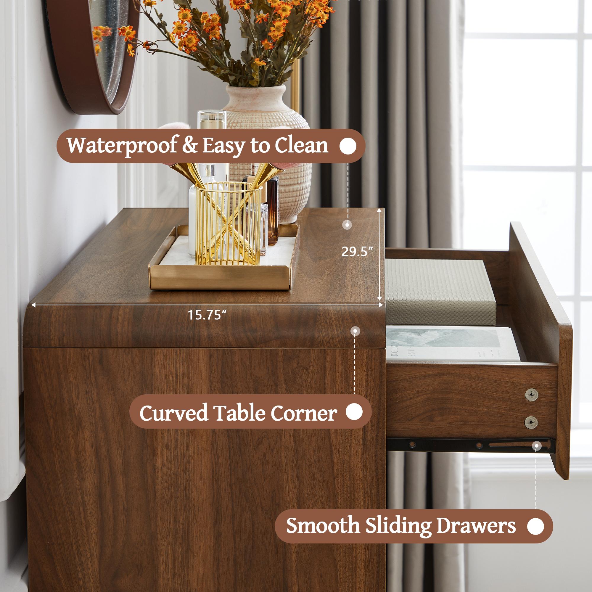 Giratree 45" Tall Mid Century Modern 5-Drawer Dresser, Curved Wood Storage Cabinet for Bedroom & Living Room, Stylish Vertical Organizer