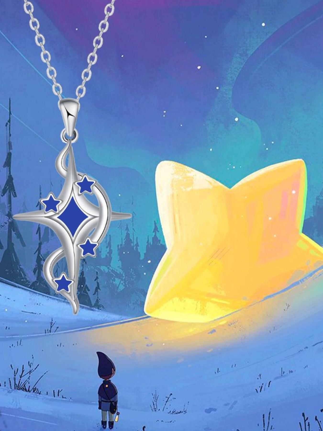 Silver Arc Star Whisper · Blue Glow Elegant cross necklace with surprise double-door preserved rose jewelry gift box. Perfect for birthdays, Mother's Day, Valentine's Day and all festive gifting.