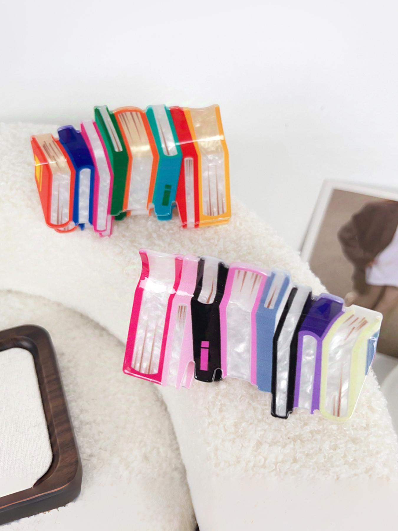 Cute Pencil & Book Design Hair Clip in Claw, 2 Counts Colorful Creative Stationery Themed Hair Claws, Hairpins, Fashion Hair Accessories for Women & Girls