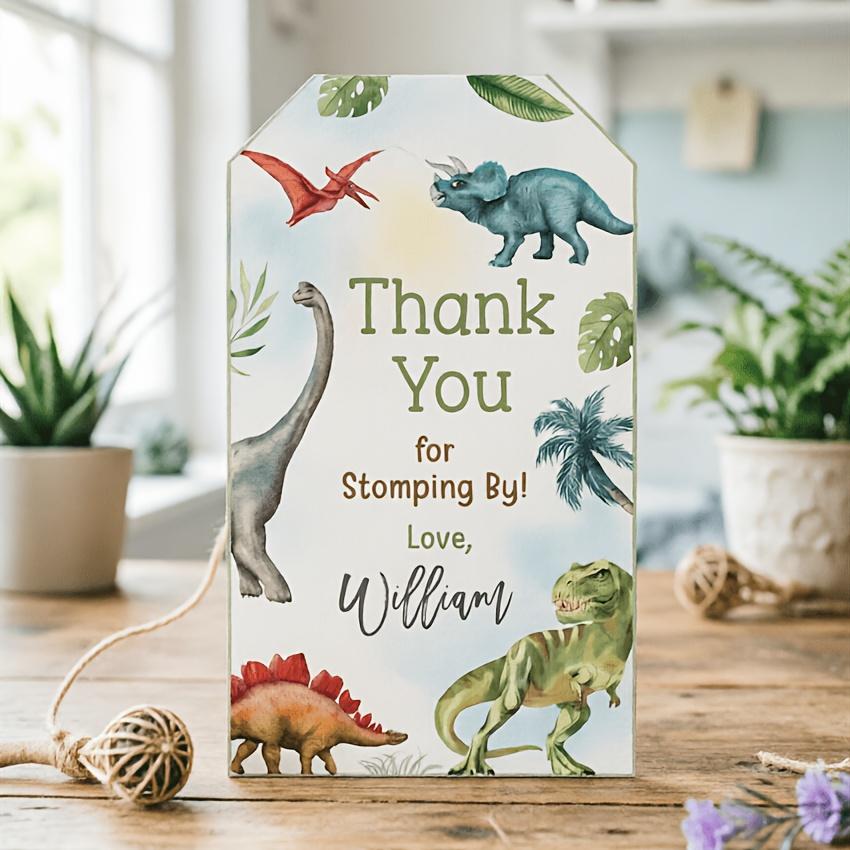 20 Dinosaur Birthday Party Invitation Tags, Dinosaur Birthday Invitations, Dinosaur Thank You Labels, Fun Kids Party Supplies