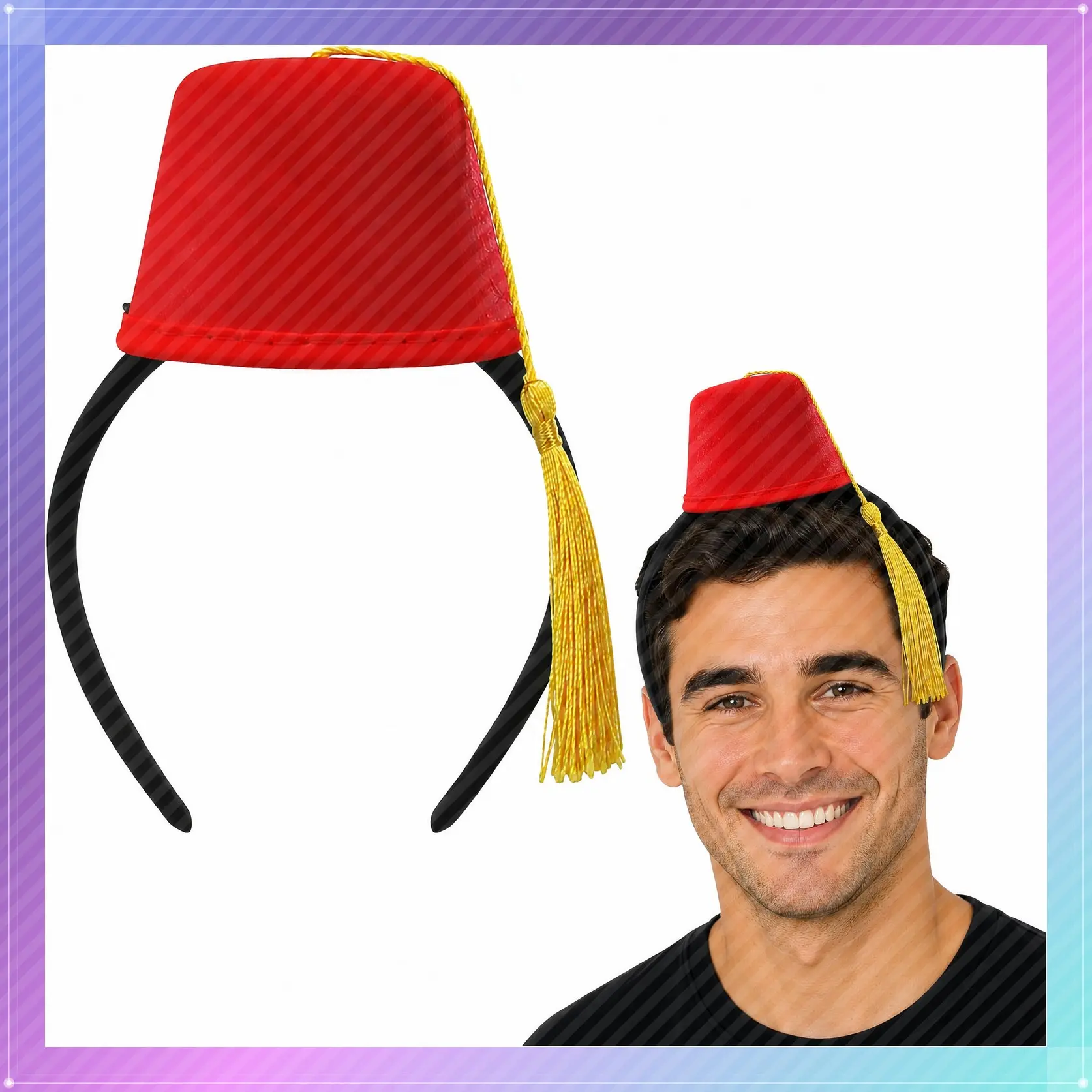 Red Fez Hat, Bell Hop Hats, Mini Hat Headband, Shriner Hat, Sultan Costume, Turkish CostumeGift